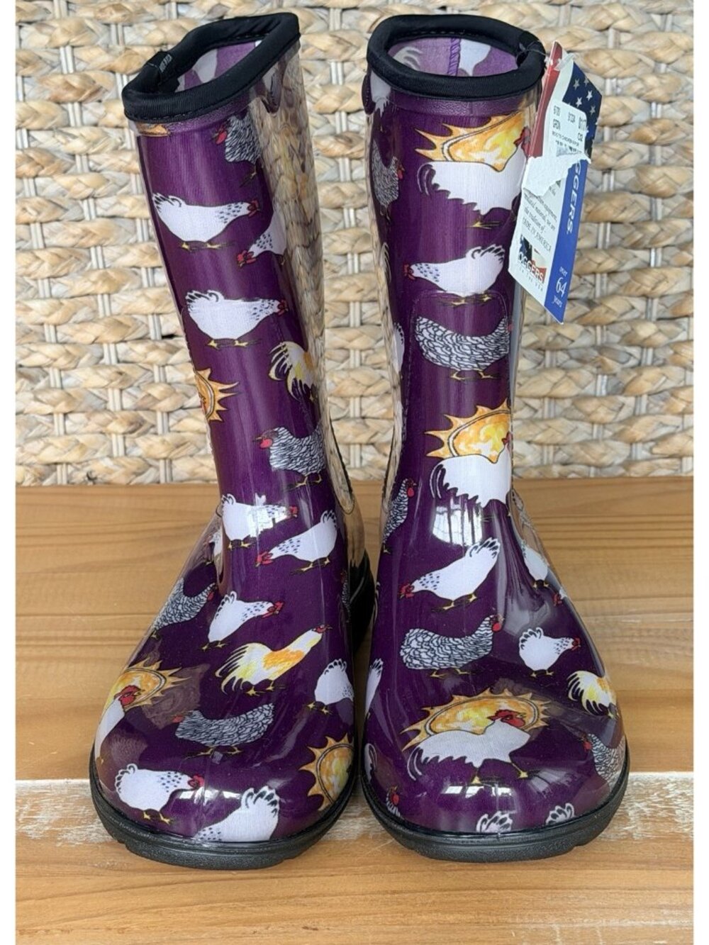 NWT Sloggers Women's Chicken Print Rain & Garden Boots SIZE 9 NEW